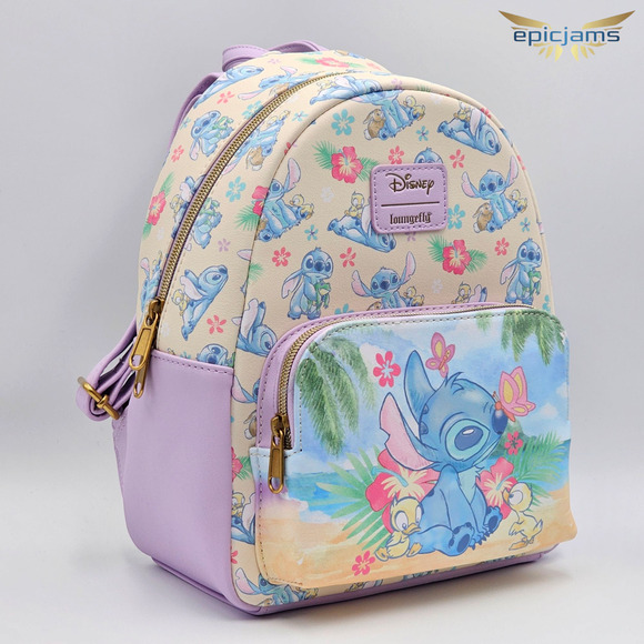 Loungefly Disney Stitch & Ducks Beach Mini Backpack New - Picture 2 of 7